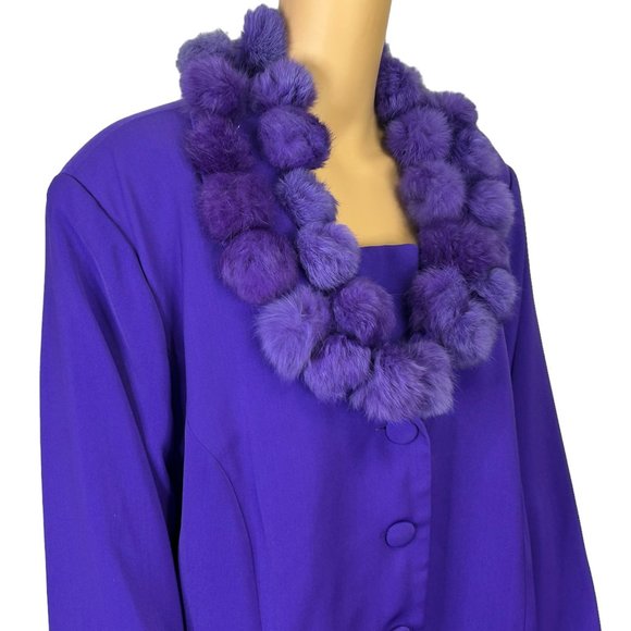 Vintage‎ Harmony New York Womens 24W Purple Jacket w/ Removable Pom Poms Collar - Picture 5 of 14